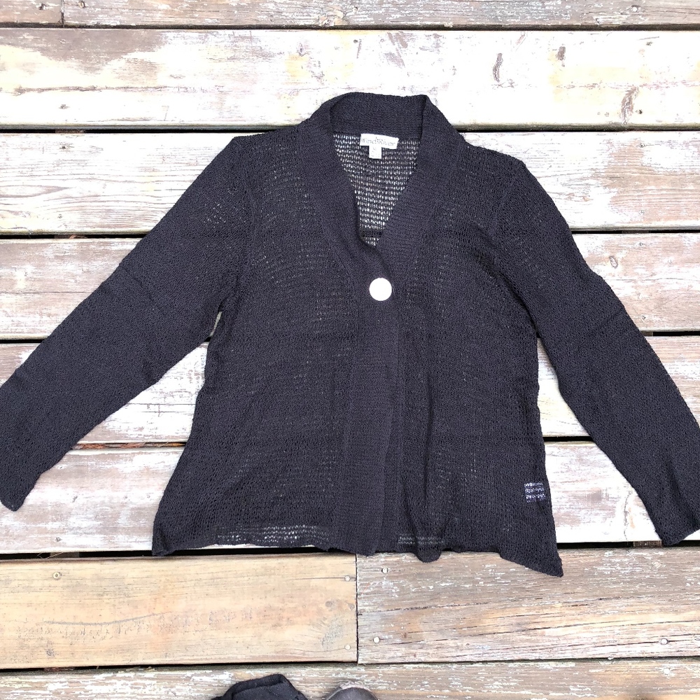 WIND RIVER open knit shell button cardigan